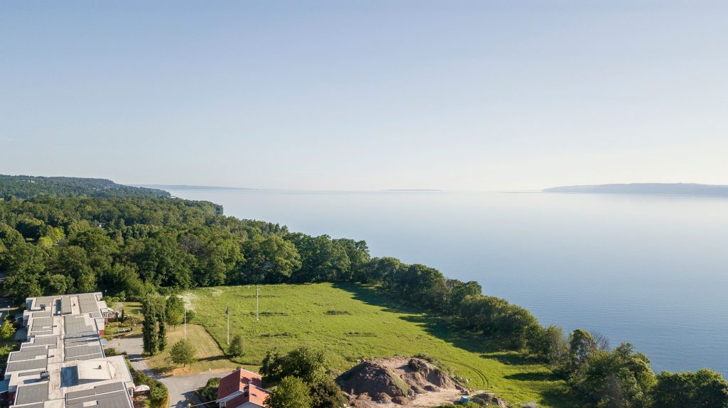 Drönarbild norrut, Ängshusen en del av Strandängen Jönköping