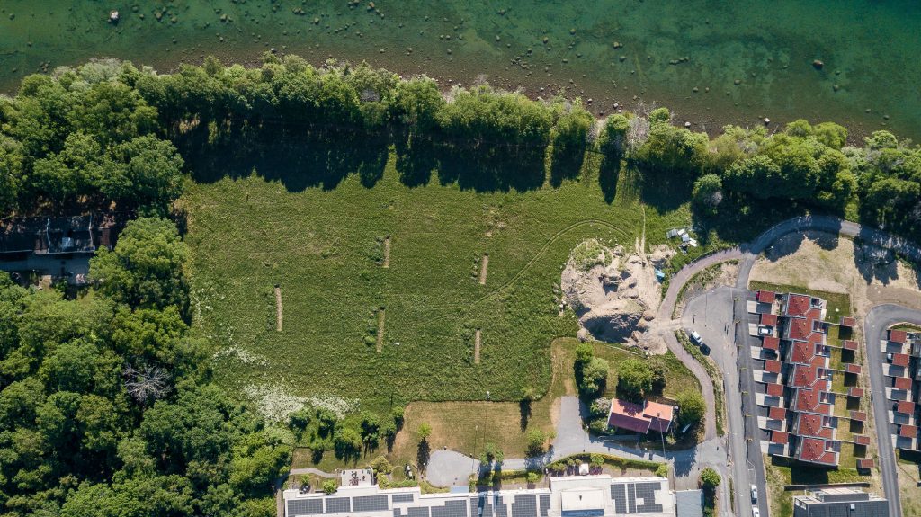 Drönarbild ovanifrån, Ängshusen en del av Strandängen Jönköping