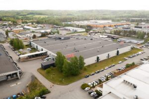 Översiktsbild av fastigheten på Instrumentvägen 2 i Ljungarums industriområde, Jönköping.
